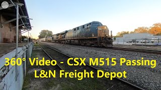 360° Video - CSX M515 with 5479, 80, 74 Passing Old L&N Freight Depot