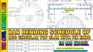 Bar Bending Schedule for Circular Top Slab in Excel | RCC Water Tank Circular Top Slab with Fix Ends