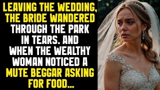 Leaving the wedding, the bride wandered through the park  And when the wealthy woman