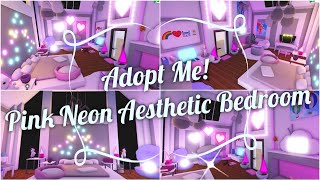 Adopt Me! Lunar House Bedroom - Pink Neon Aesthetic - Speed Build & Tour