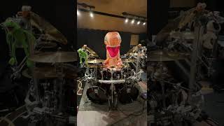 Halloween drum fun! #monstermash #halloween #halloweencostume #drums #drummer #funny #trexcostume