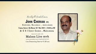 FUNERAL LIVE  | John Cherian (68)  Charisma, Kallumala , mavelikkara - LIVE