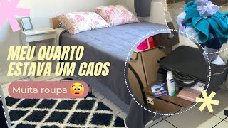 MEU QUARTO ESTAVA UM CAOS | NUNCA VI TANTA BAGUNÇA | MUITA ROUPA PRA LAVAR E DOBRAR