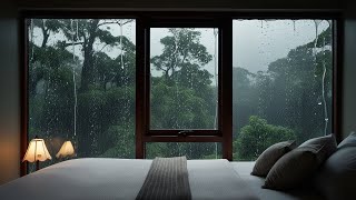 Cozy Rain Ambience in Cozy Wooden House in the Forest With Rain Falling on Window