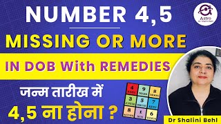 NUMBER 4,5 MISSING OR MORE IN DOB WITH REMEDIES | जन्म तारीख में 4,5 ना होना ? | #AstroDrShaliniBehl