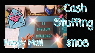 CASH STUFFING $1106 | WALLET AND BILLS BINDER | HAPPY MAIL | @BLACKNBLUE10_4 52 ENVELOPE CHALLENGE