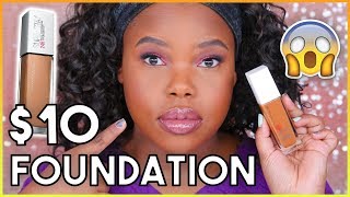 $10 Foundation?! New Maybelline Superstay 24HR Foundation On Dark Skin | REVIEW + WEAR TEST