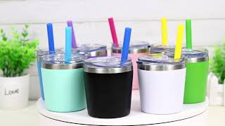 Kids Cups ,Tumbler with Lid and Straw, Set of 2 | Colorful PoPo