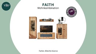 Wohnwand in Alteiche Bianco mit Beleuchtung aus der vito Serie Faith