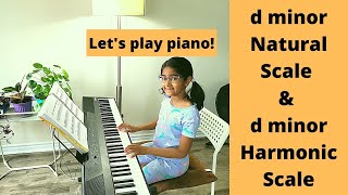 d minor Natural Scale and d minor Harmonic Scale on Piano - Right Hand