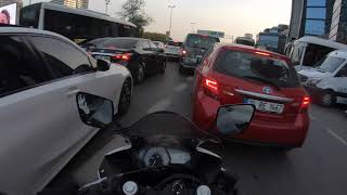 Riding a motorcycle in Istanbul's traffic (Zincirlikuyu)