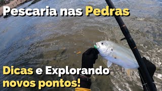 PESCARIA nas PEDRAS - Explorando Novos Pontos - Muitas DICAS - ROCK FISHING com iscas ARTIFICIAIS