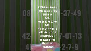 PCSO Lotto Results Today March 1, 2023 9PM Draw