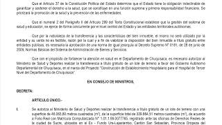 DECRETO SUPREMO N° 4969 -  Transferencia a título gratuito de un lote a favor del GAD Chuquisaca,