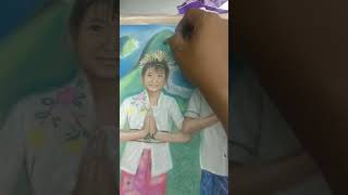 Portrait Pastel Two Balinese Childrens Portrait Artist By Komang Wawan.