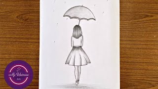 How To Draw A Girl With Umbrella Step by step || Easy drawing for girls step by step || Easy sketch