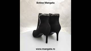 Botine Negre Elegante cu Toc Inalt Mangata