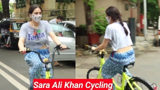 Gorgeous Sara Ali Khan Riding Bicycle On Road at Juhu