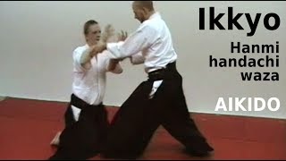 Aikido - IKKYO - hanmi handachiwaza, seated against standing attacker, by Stefan Stenudd in 2003