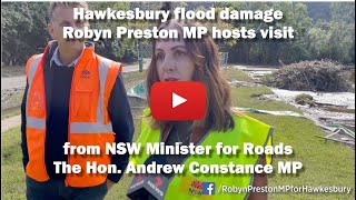 NSW Roads Minister Andrew Constance visits Hawkesbury to inspect flood damage