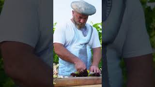 An Azerbaijani chef cooks Sea Octopus in a Frying Pan! Cooking the Real Sea Monster