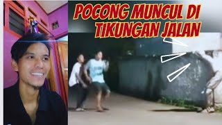 KOCAK !! POCONG TIBA TIBA MUNCUL DI TIKUNGAN JALAN #reaction