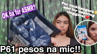 UNBOXING 61 PESOS MIC FROM LAZADA!| OK BA PANG ASMR?| FOR ASPIRING VLOGGERS!!