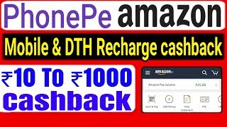 Amazon Pay Cashback UPTO 10 To 1000 Mobile & DTH Recharge Offer | Phonepe Feb 2019 Scratch Card