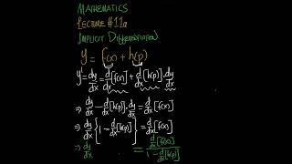 DIFFERENTIATION || Implicit Differentiation | Lecture 11a | #calculus | #maths