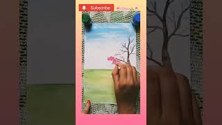 Drawing with poster colour|beautiful senary drawing#shorts#youtubeshorts