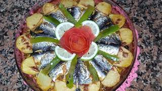 صينية السردين🐟🐟🐟 بالبصلة فالفران كتجي رائعة وبنينة 😋😋😋