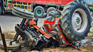 Fiat 480 Tractor Was Completely Destroyed In A Road Accident || live accident