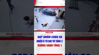 Tài xế nghi đạp nhầm chân ga khiến ô tô lao khỏi tầng 2