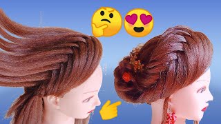 Amazing updo hairstyle with front variation | stylish fishtail for open hair |trending juda | latest