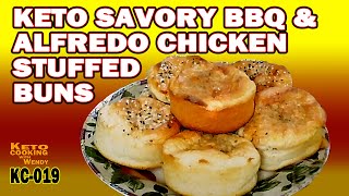 KETO SAVORY BBQ and ALFREDO CHICKEN STUFFED BUNS