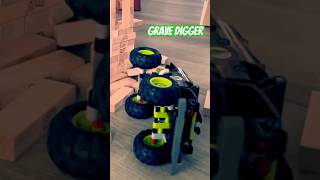 Grave Digger Toy Monster Truck Showing Jenga Stunts #monsterjam #toytruck #legotechnic #monstertruck