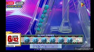 PCSO 9:00 PM DRAW - AUGUST 06, 2024 LOTTO RESULTS