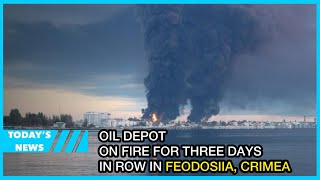 Oil depot on fire for three days in row in Feodosiia, Crimea