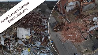 Aerial Drone Tornado Damage (EF-2) - Selma, Alabama