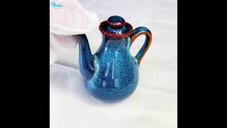 Blue High end Handmade Ceramic Sauce Pot with handle Tableware Sauce Porcelain Containers Restaurant