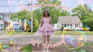 Making a Pink Floral Ruffle Tier Dress with Detachable Off-The-Shoulder Arm Cuffs: A DIY Tutorial