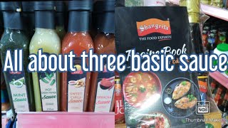 Basic sauce that use in daily life. Soya sauce chilli sauce and vinegar