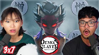 ANOTHER DEMON!?!?! | "Awful Villain" | Girlfriend Reacts To Demon Slayer 3X7 REACTION!