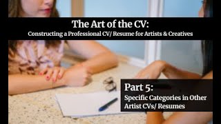 Specific Categories in Other Artist CVs/Resumes