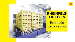 Stockage automatisé de bouteilles vides et pleines pour RheinfelsQuellen