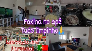 limpei meu apartamento todo/ Rotina no apê novo/ Fomos ao mercado! #portugal 🇵🇹