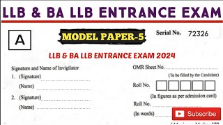 LL.B/BA LL.B Entrance Exam 2024 (परीक्षा वाला पेपर) Class 5 #LegalTalks #legalAptitudeforLLBentrance