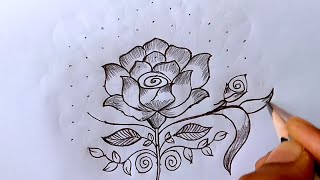 11*6 dots easy rose rangoli design || latest creative rose rangoli || chukkala muggulu