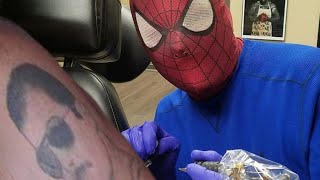 Tattoo fails, including Spider-man and Batman tattoos.