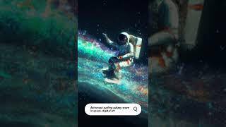 Asking AI for an astronaut surfing a galaxy wave in space. #ai #art #short